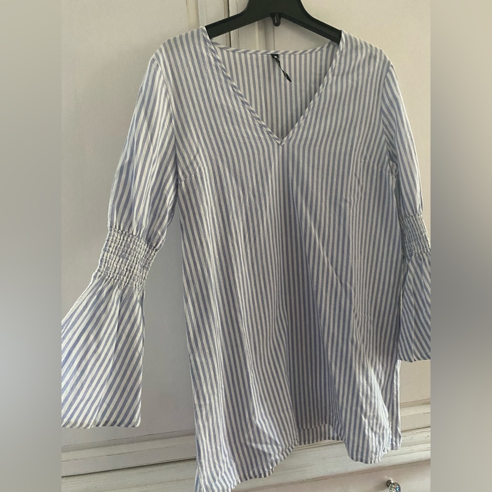 Influence cotton white and blue striped dress size 12